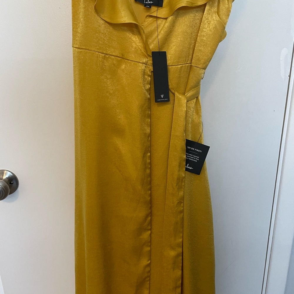 Lulu's Mustard Ruffle Maxi Dress - Picture 4 of 7
